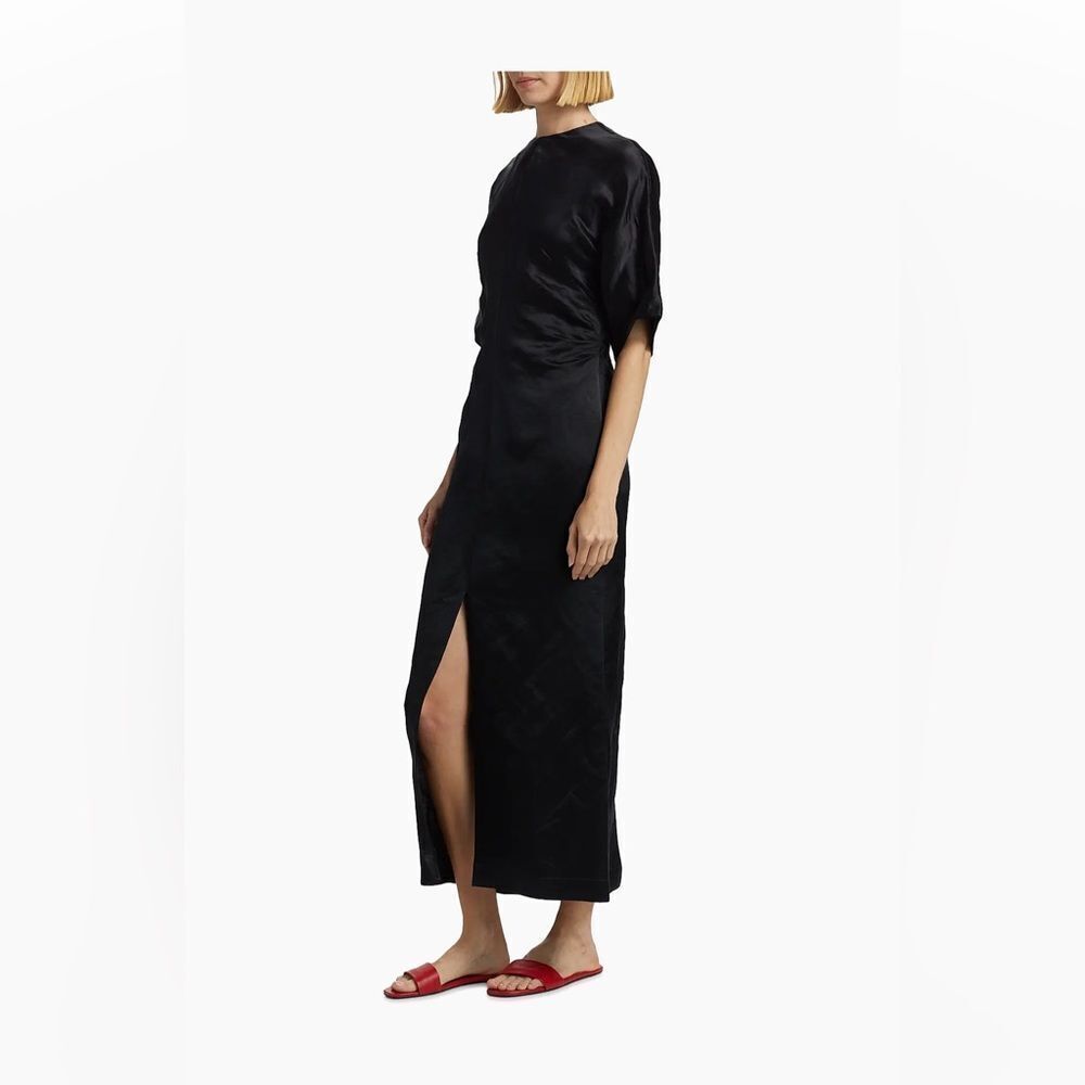 NWT Loulou De Saison Ruby Fitted Short Sleeve Dress In Black Silk Blend M $500 - Picture 4 of 4